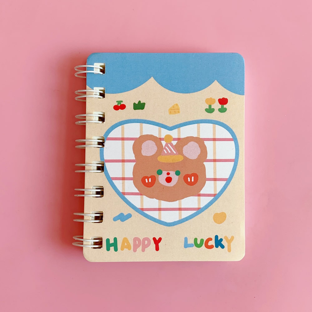 Coil Notebook Cartoon Cute Little Notebook B5 Spiral Girl Heart Flip Horizontal Line Notepad Cute Portable Vocabulary Book