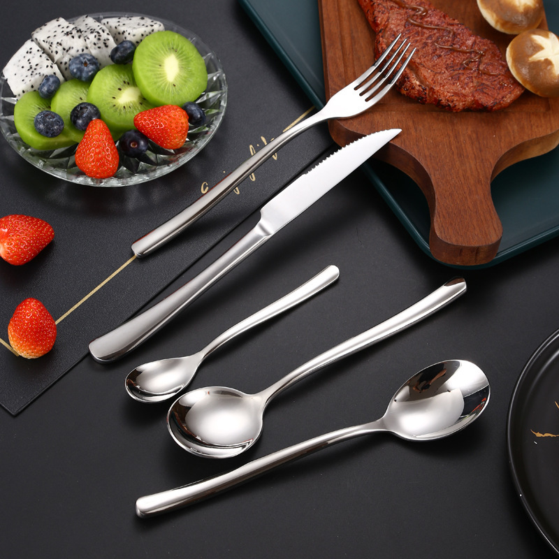 Hotel Steak Knife and Fork Thickened Spork Large European and American 304 Western Food Elegant Moonlight Stainless Steel Tableware Set