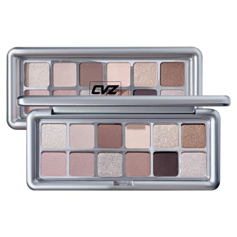 CVZ Twelve Colors Eye Shadow Plate Shimmer Matte Earth Color Milk Tea Cold Brown Plate Student Female Makeup Palette Square Meters Alternative Hair