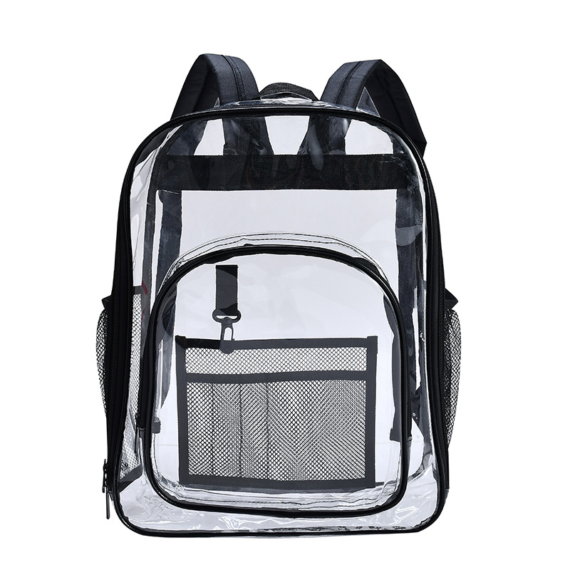 Cross-Border Hot Selling Transparent Backpack Waterproof PVC Buggy Bag Large Capacity Student Schoolbag Men's and Women's Backpacks Customizable