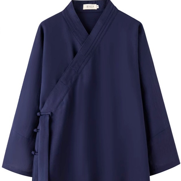 长袍道衣三清领武当道袍三清领夏季道士服男女亚麻太极服斜襟