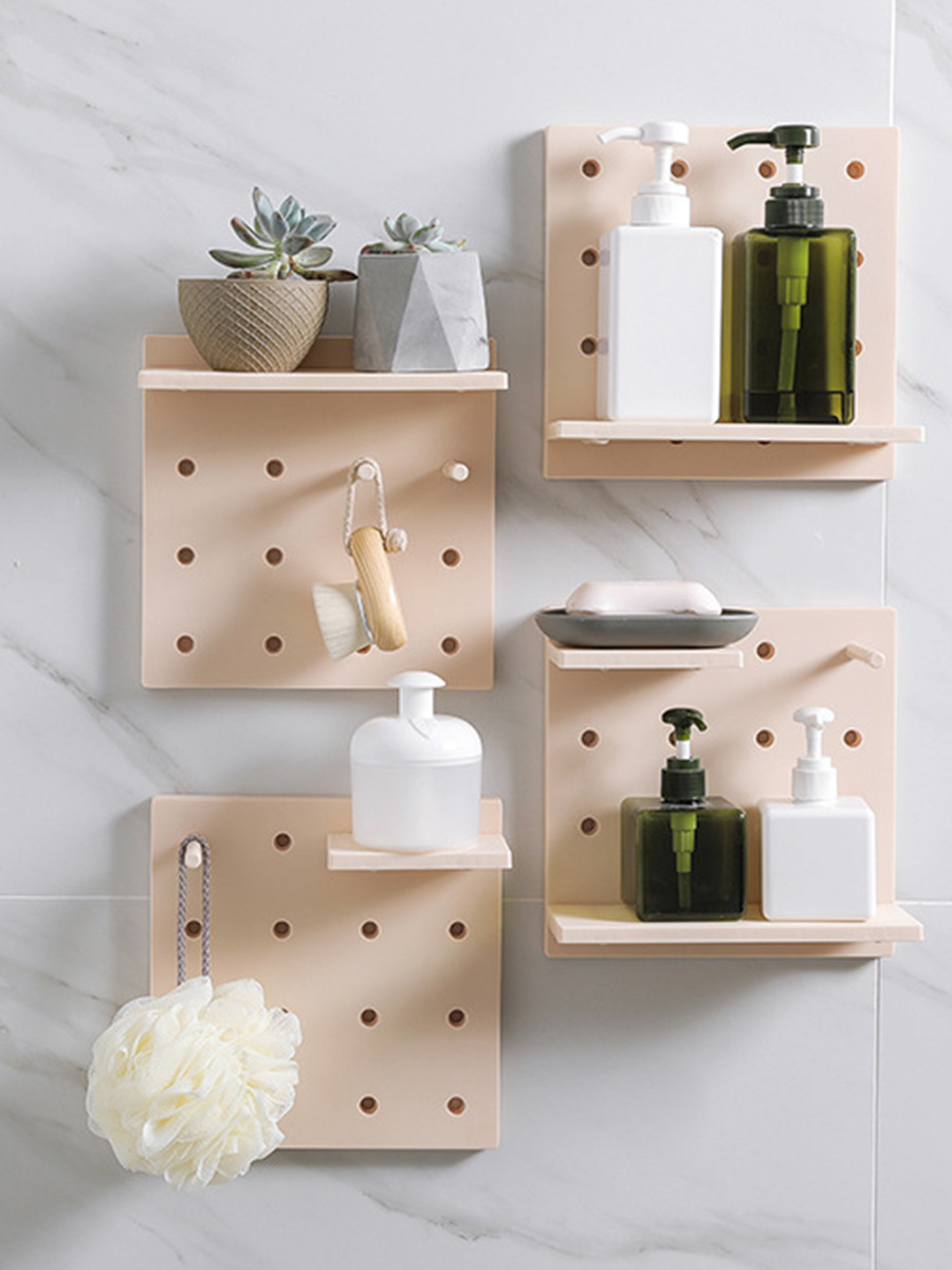 洞洞板收纳批发免打孔塑料多功能家用厨房卫生间宿舍洞洞板置物架