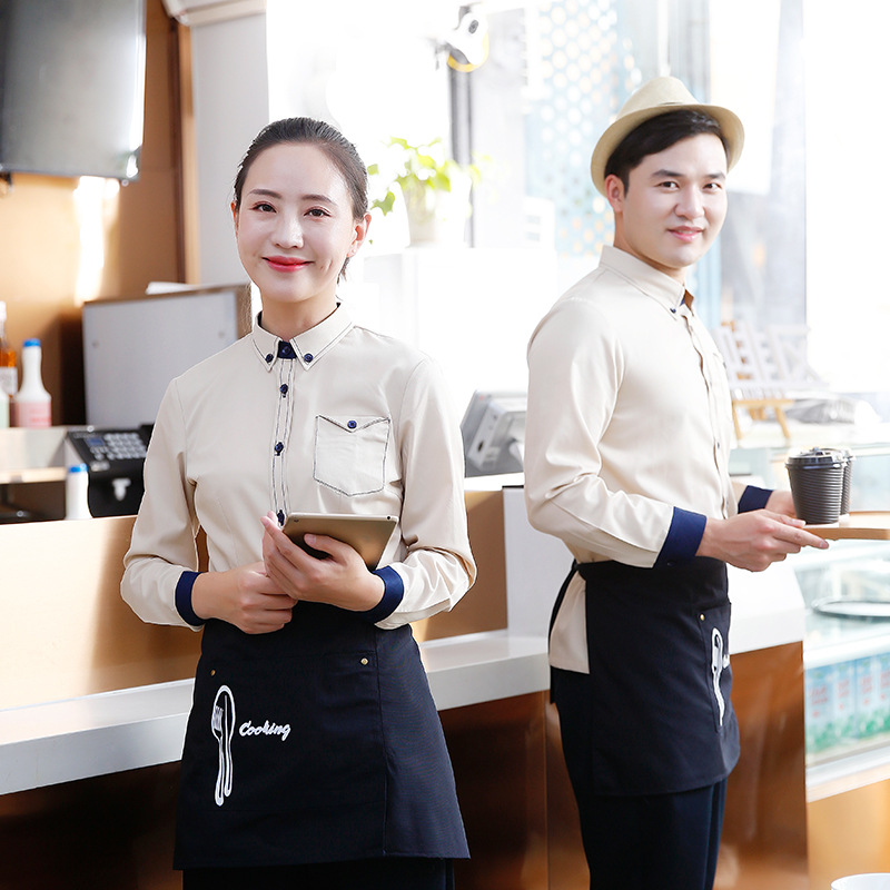 蛋糕店工作服女长袖快餐烘焙面包店服装餐饮咖啡奶茶店服务员秋冬