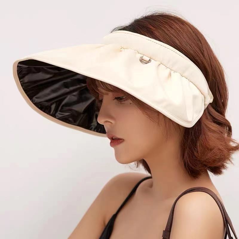 Vinyl Shell-like Bonnet Female Korean Style Sun Hat UV Protection Crownless Sun Hat Barrettes Dual-Use Outdoor Sun Hat