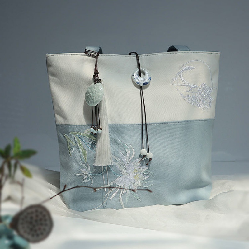 新店上新森系文艺中国风古风汉服学生帆布书包手提布包单肩包女