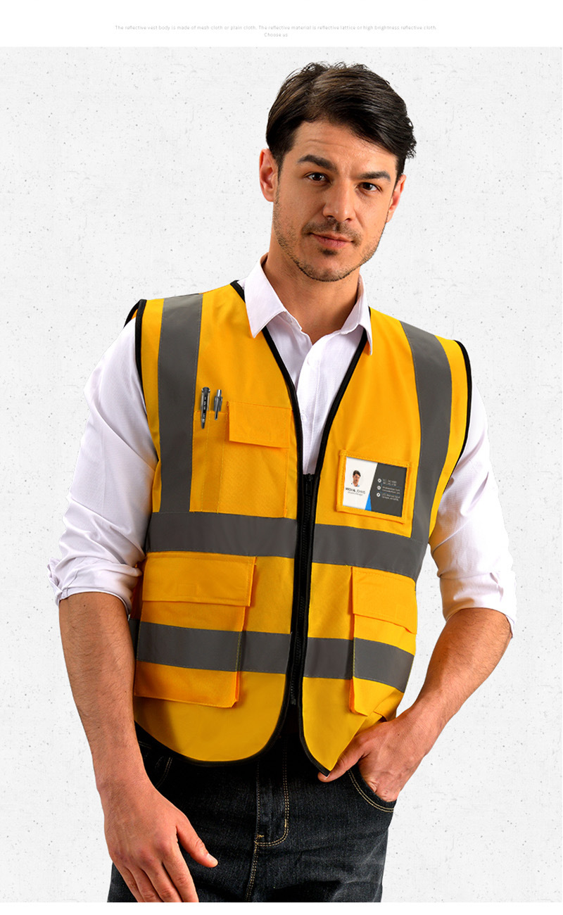 定制反光马甲背心骑行交通警示服施工建筑环卫工人口袋荧光衣印字