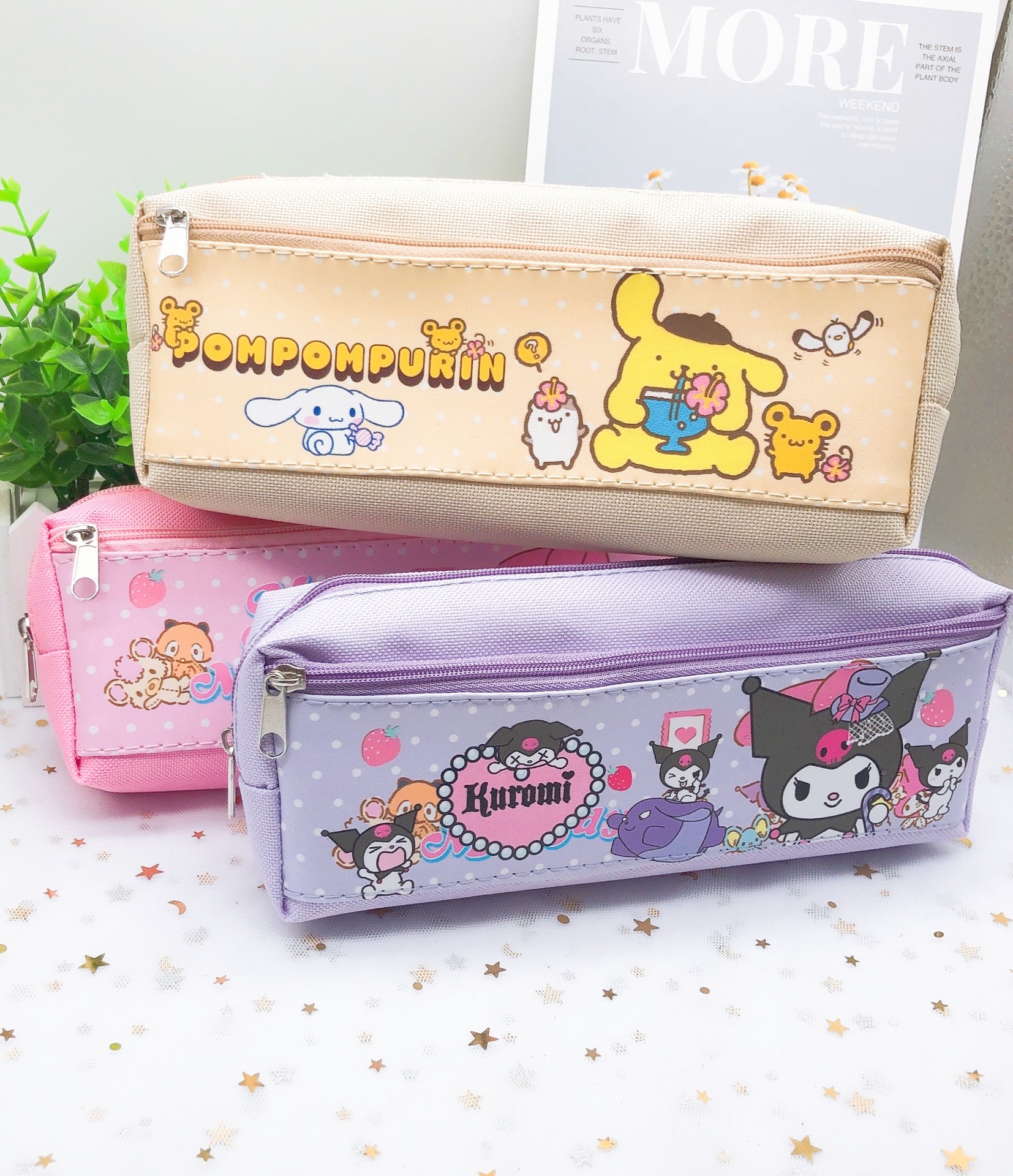 日系卡通库洛米大容量双格拉链笔袋学生文具收纳袋麦乐迪袋子