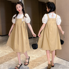 女童夏季连衣裙2024新款韩版洋气大童背带裙两件套时尚女孩公主裙
