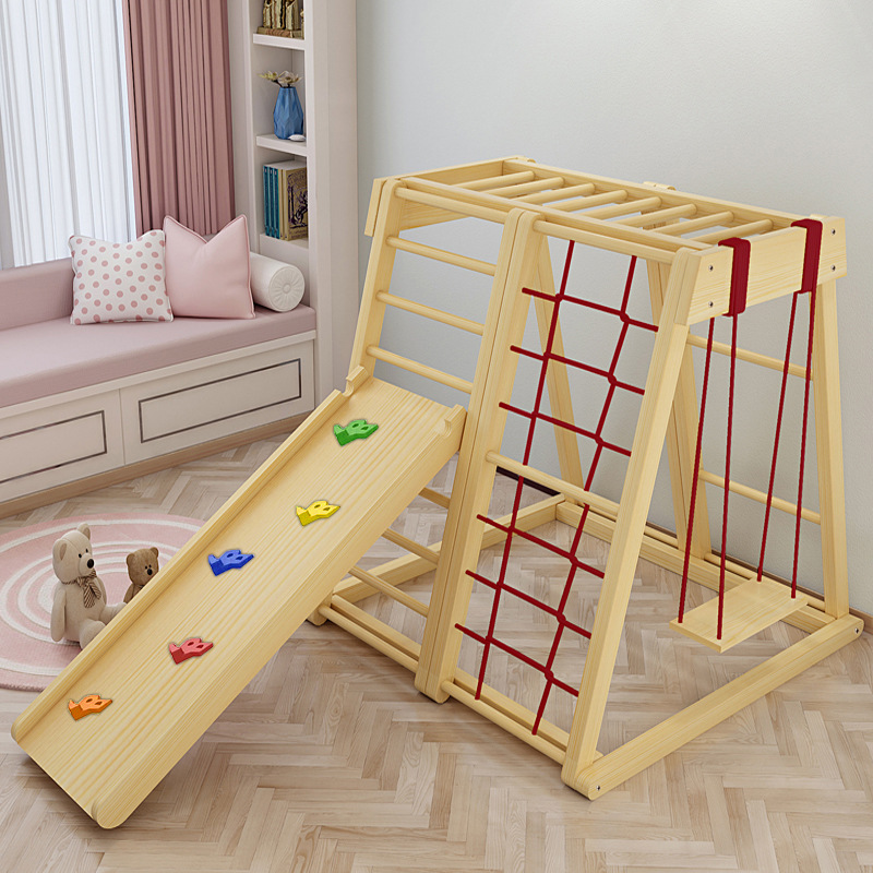 攀爬架儿童室内实木滑滑梯宝宝秋千组合家用幼儿园小型淘气堡乐园
