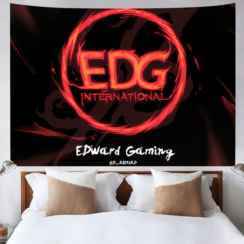 edg队旗队标大旗edg背景布挂布墙布英雄联盟挂毯背景墙挂布
