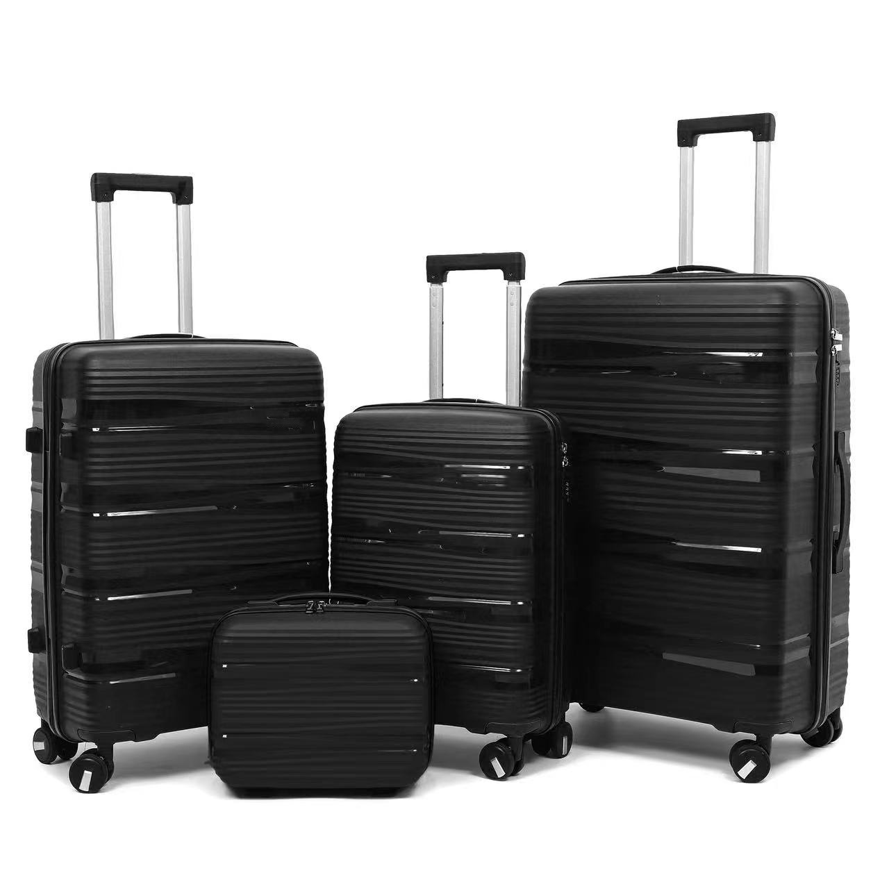 Pp Luggage Zipper Suitcase Spot Foreign Trade Set Three Sets Four Trolley Case Color Matching Sink Lock Explosion-Proof Automobiles Curtain Luggage