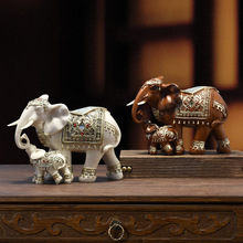 欧式大象树脂工艺品摆件仿玉象创意家居装饰品办公室客厅大象摆件