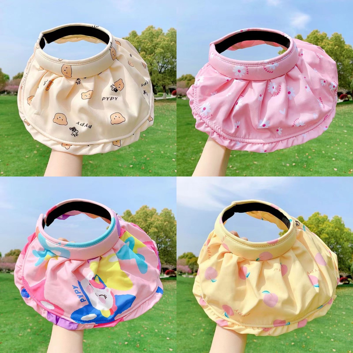 children‘s sun protection shell hat empty top sun hat male and female baby summer outdoor travel without top cartoon sun hat female