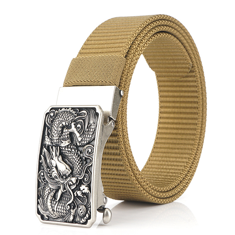 尼龙男皮带韩版青年腰带无牙扣腰带自动扣加长裤带龙头潮现货批发