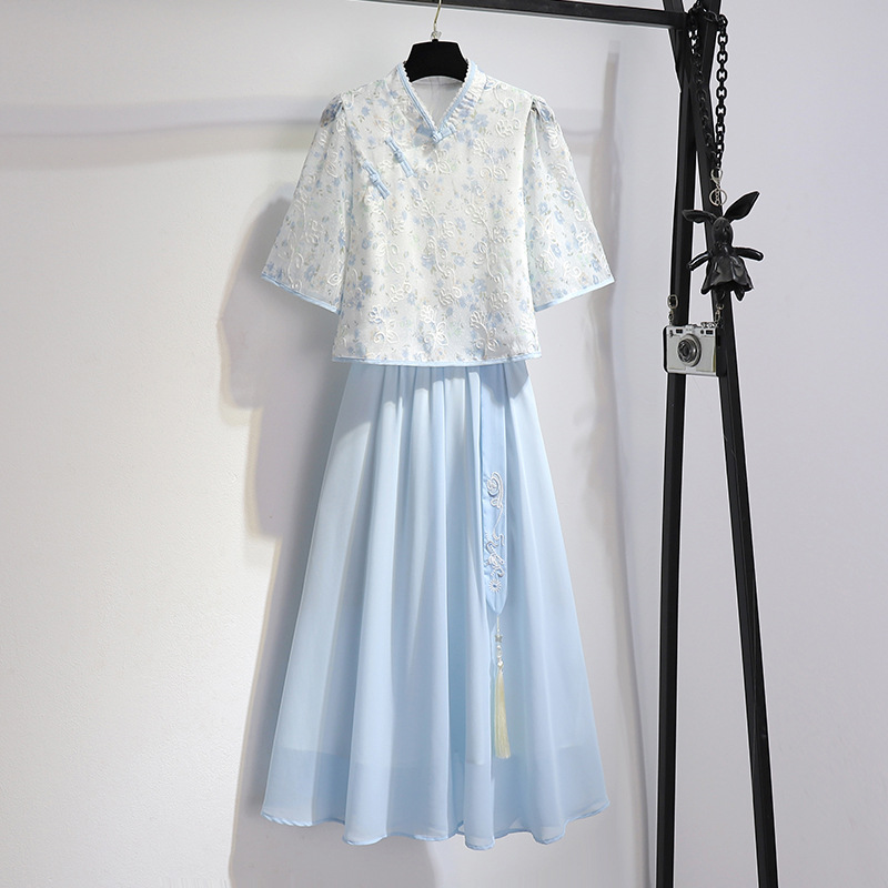改良汉服女2024新款夏季新中式女装中国风汉元素连衣裙古风套装裙