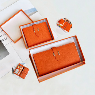 purse钱包女短款批发跨境热销进口大象纹牛皮短夹真皮钱卡一体包