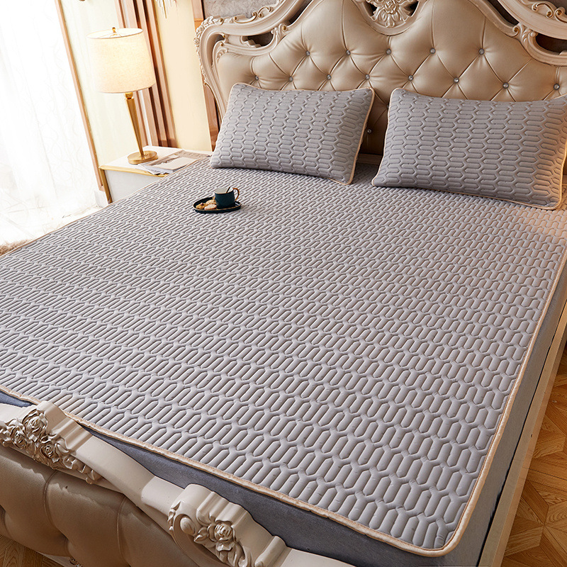 Thailand Solid Color Latex Three-Piece Set of Summer Sleeping Mat Thick Air Conditioner Soft Summer Sleeping Mat Ice Silk Cool Feeling Mat Can Be Wash Folded