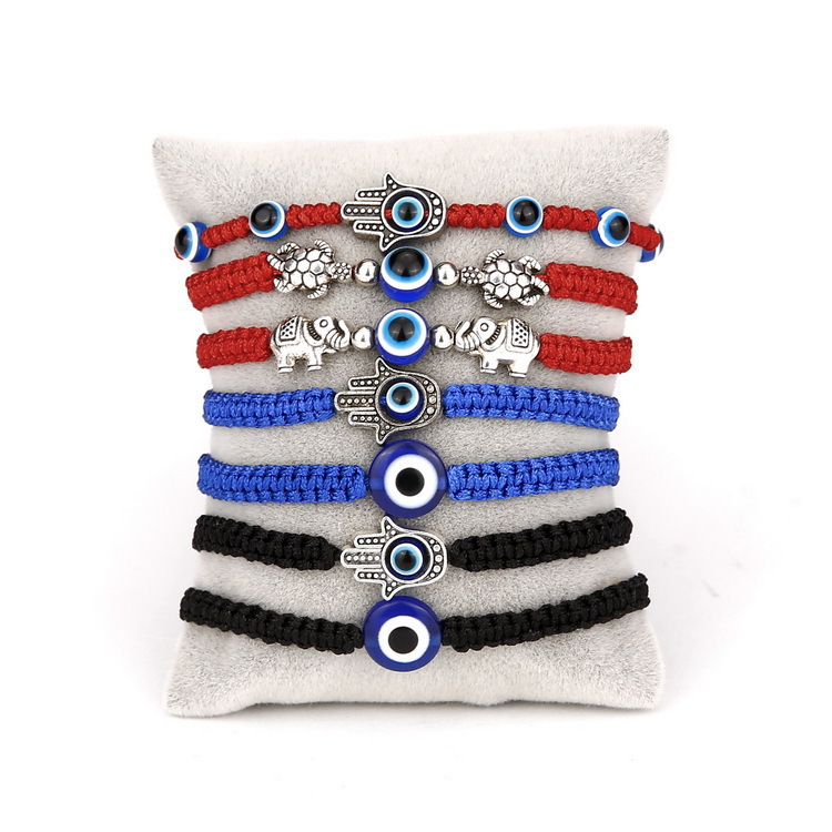 turtle two round beads blue eyes evil eye red rope braided adjustable bracelet lucky red rope