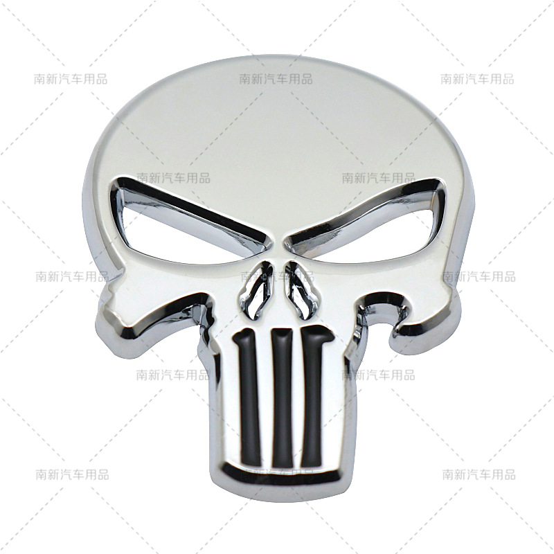 汽车个性装饰贴 惩罚者车标 骷髅头 金属改装车身贴 惩罚者车贴