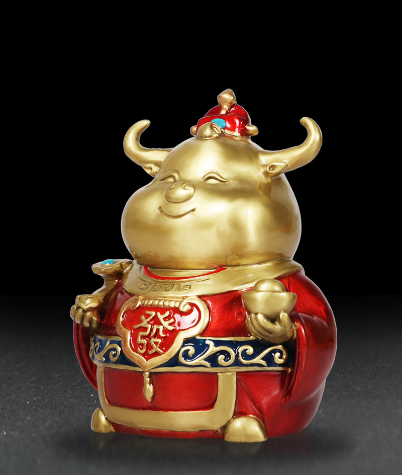 纯铜招财牛摆件财神牛市送礼客厅办公室风水摆设开业商务庆典礼品