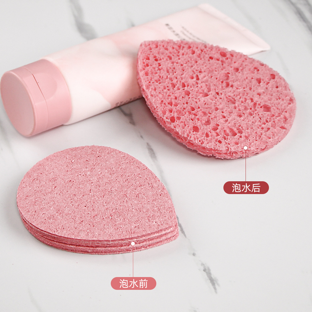 Factory Wholesale Drop-Shaped Cellulose Sponge Facial Cleaning Puff Fiber Sponge Cleaning Beauty Cleansing Moisturizing Environmentally Friendly Degradable