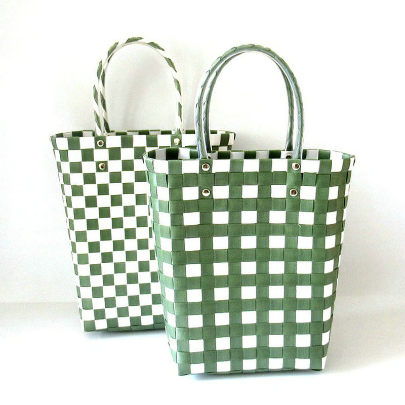 Plastic Woven Bag Knitted Basket Handbag Woven Basket Beach Bag Casual Women‘s Bag