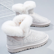 RU115雪地靴女2022冬季新款女式加绒加厚靴子女休闲平底短筒棉靴