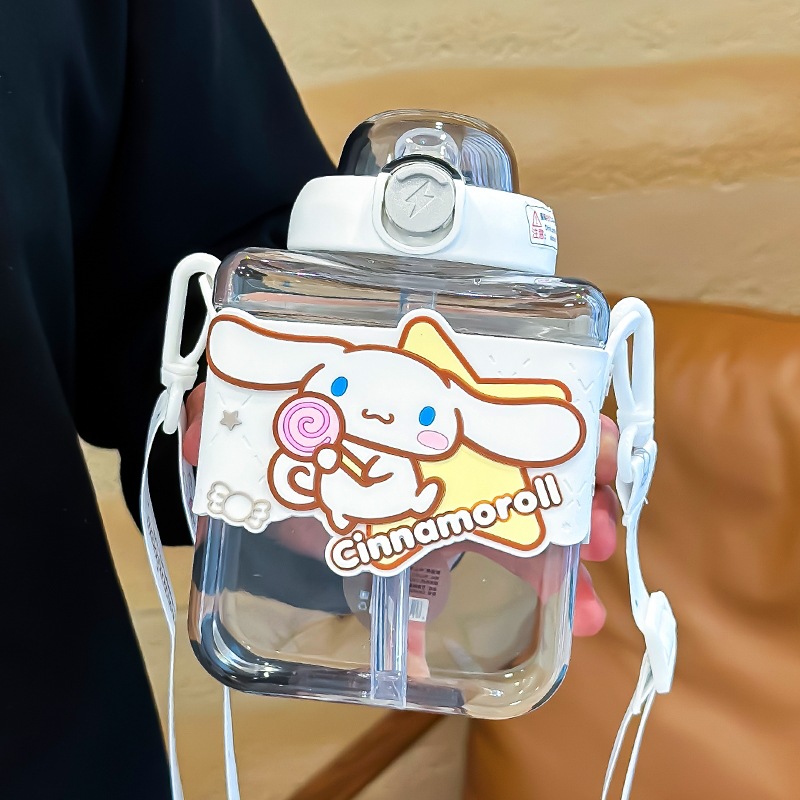 2024 New Water Cup Large Capacity Sanrio Plastic Cup Girl Personality Super Cute Cup Children's Kettle Kindergarten