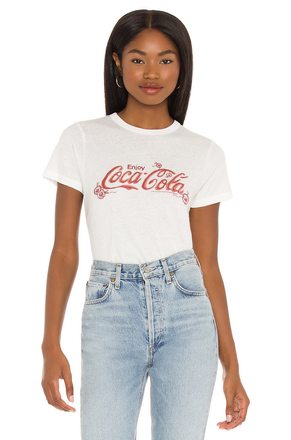 2022夏季新款欧美女装套头圆领宽松女式t恤可口可乐印花上衣外贸