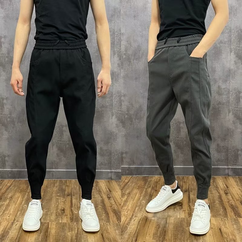 秋冬新款休闲裤男束脚潮流宽松潮牌男士工装裤小脚哈伦裤一件代发