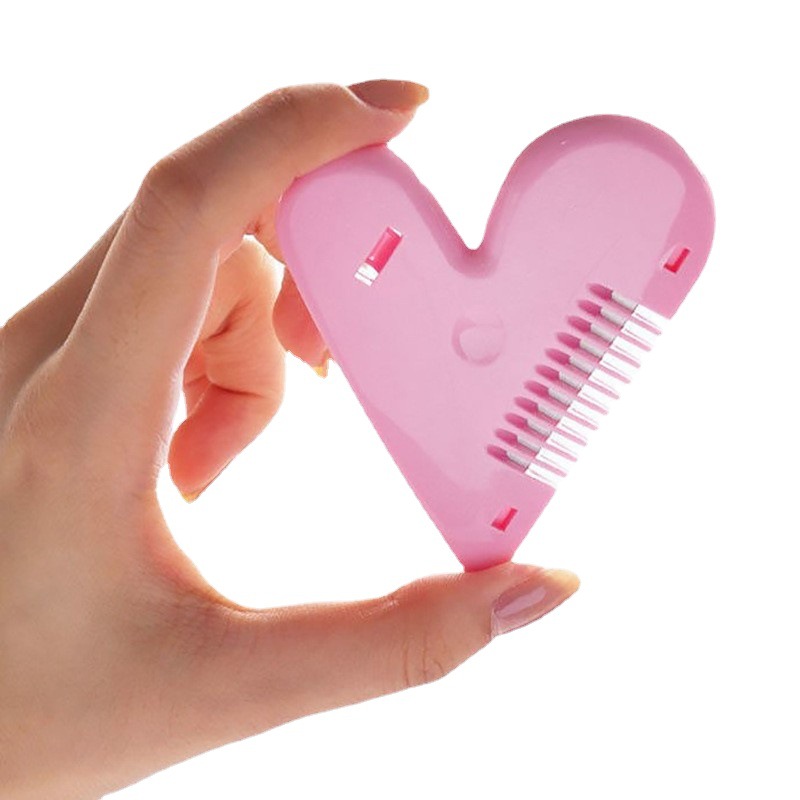 Peach Heart Double-Sided Hair Comb Heart Bangs Comb Thin Trimmer Broken Hair Comb Children's Anti-Cut Hair Cutting Hair Cutting Knife