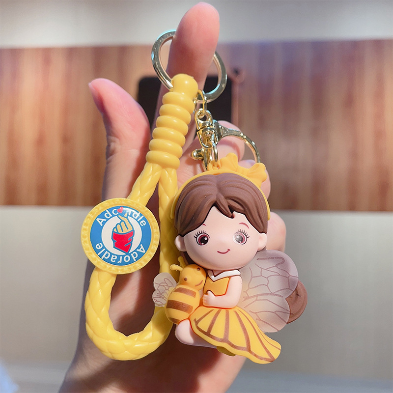 Creative Trending Couple Elf Girl Keychain Schoolbag Pendant Doll Boy Car Key Hanging Ornament Small Gift