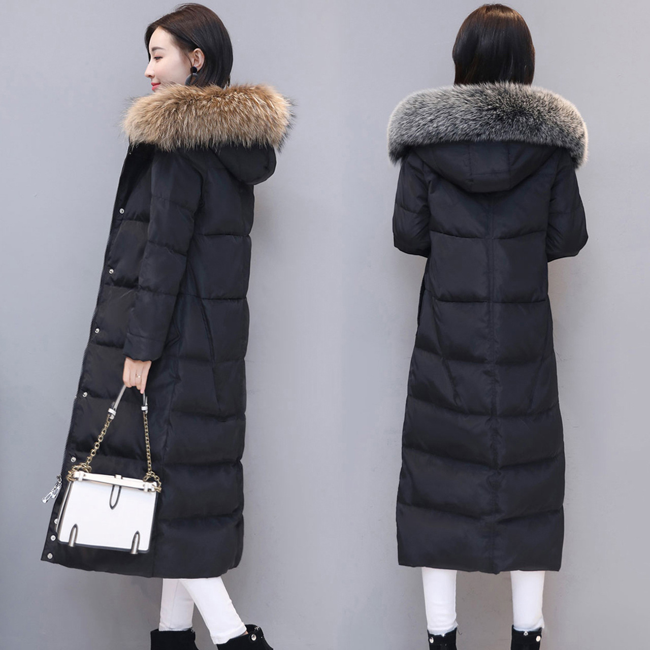 羽绒服2020年新款女中长款女土白鸭绒黑色爆款诩绒服加厚冬季外套