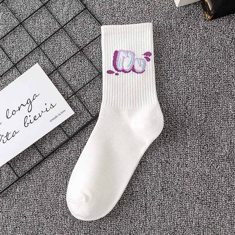 Foreign Trade Cross-Border Ins Men and Women Couple Sports White Cotton Socks Sweat-Absorbent Long Socks Spring and Autumn Men's Mid-Calf Socks Wholesale