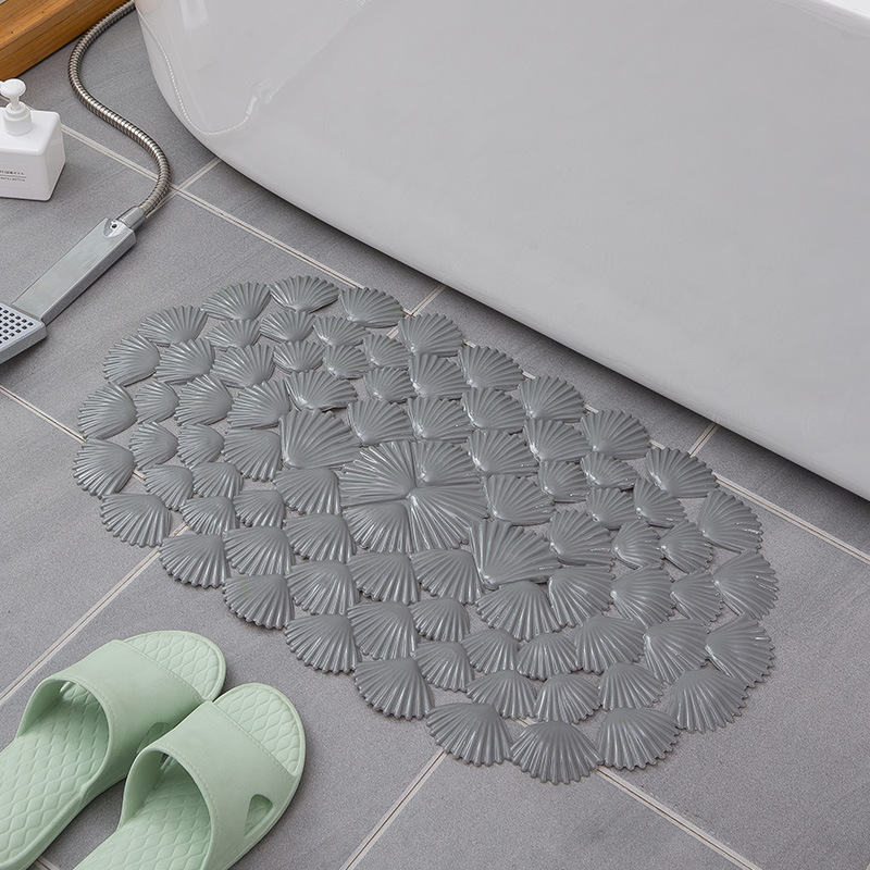 Wholesale PVC Bathroom Mat Oval Shell Bath Massage Foot Mat Bathtub Plastic Mat with Suction Cup Floor Mat