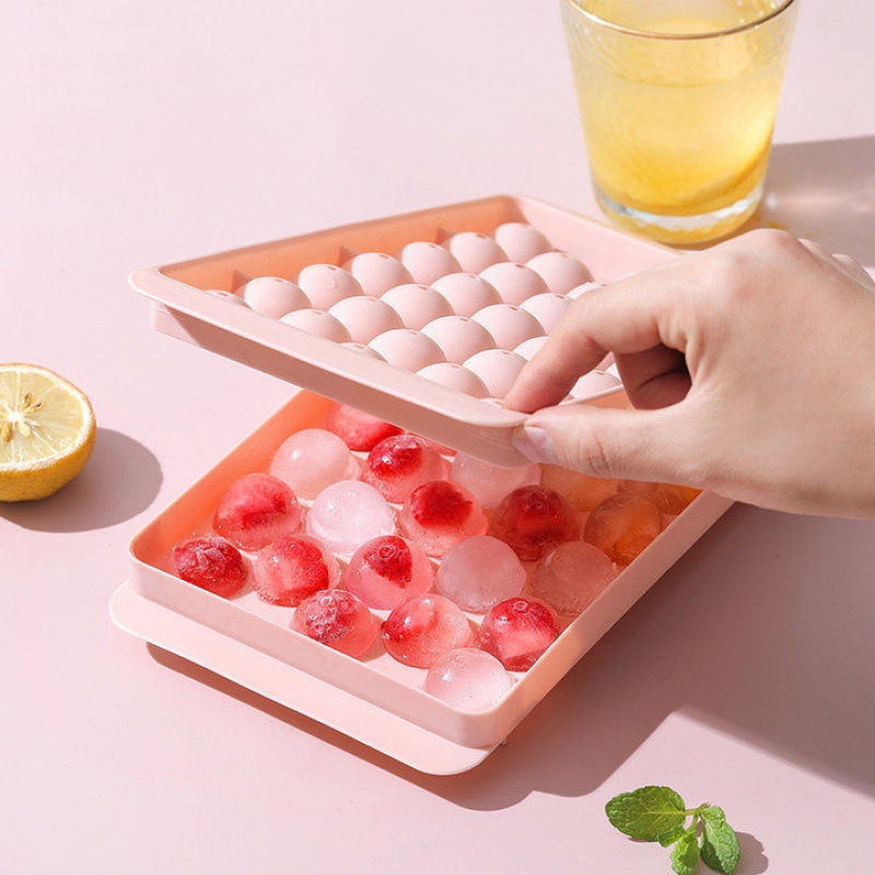 制冰磨具威士忌冰球冻冰块模具冰格圆球形食品级带盖硅胶家用代发