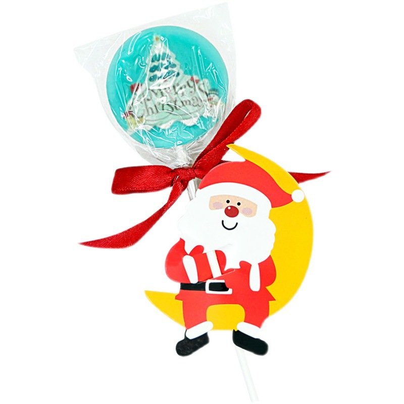 圣诞节棒棒糖卡纸50枚麋鹿圣诞老人糖果装饰牌留言卡派对装饰diy