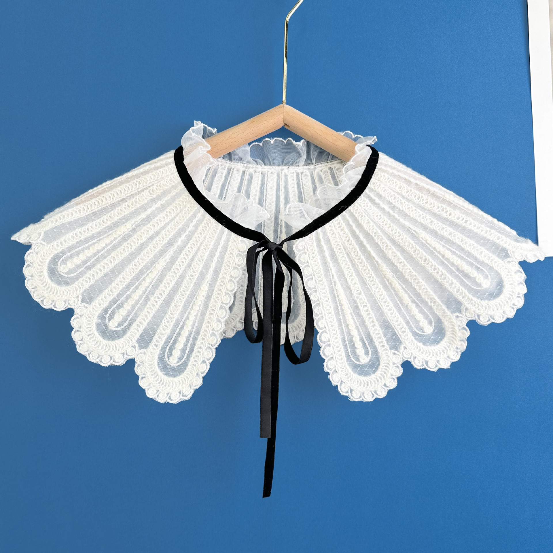 跨境专供森系秋冬新款毛织领花波浪边女装diy创意假领子厂家批发