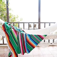 墨西哥桌旗墨西哥派对手工流苏彩虹毯家居挂毯沙滩毯子垫野餐垫