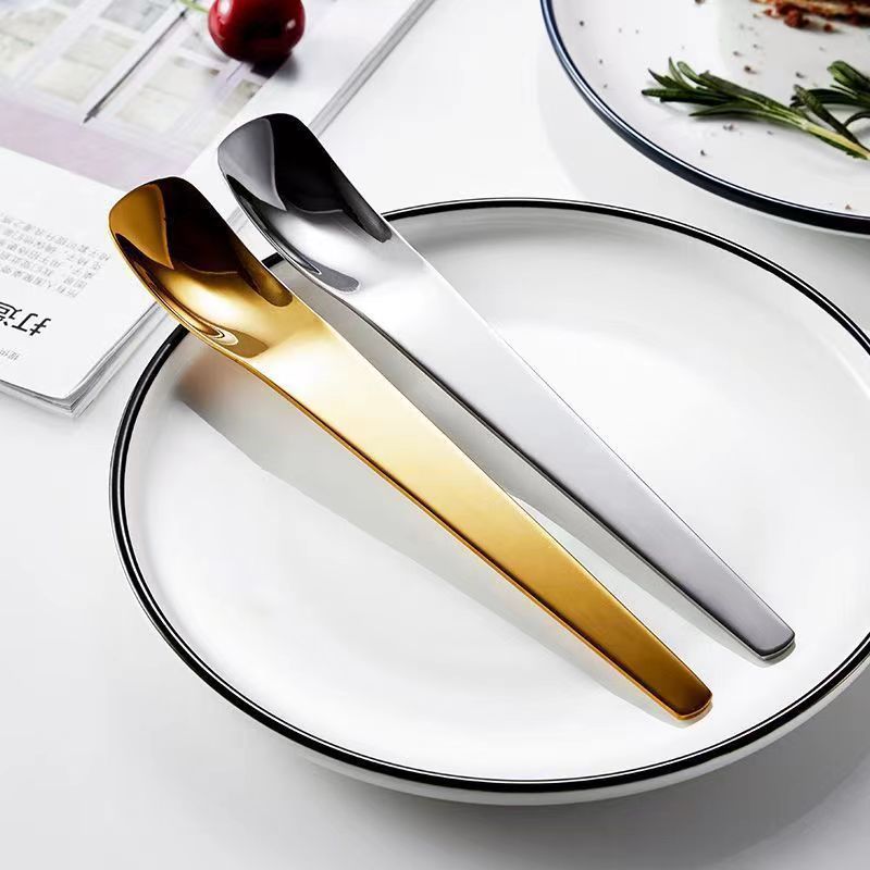 Ins Stainless Steel Spoon Subnet Red Cake Spoon Long Handle Ice Cream Dessert Spoon Household Coffee Spoon High Color Value Cat Food Spoon