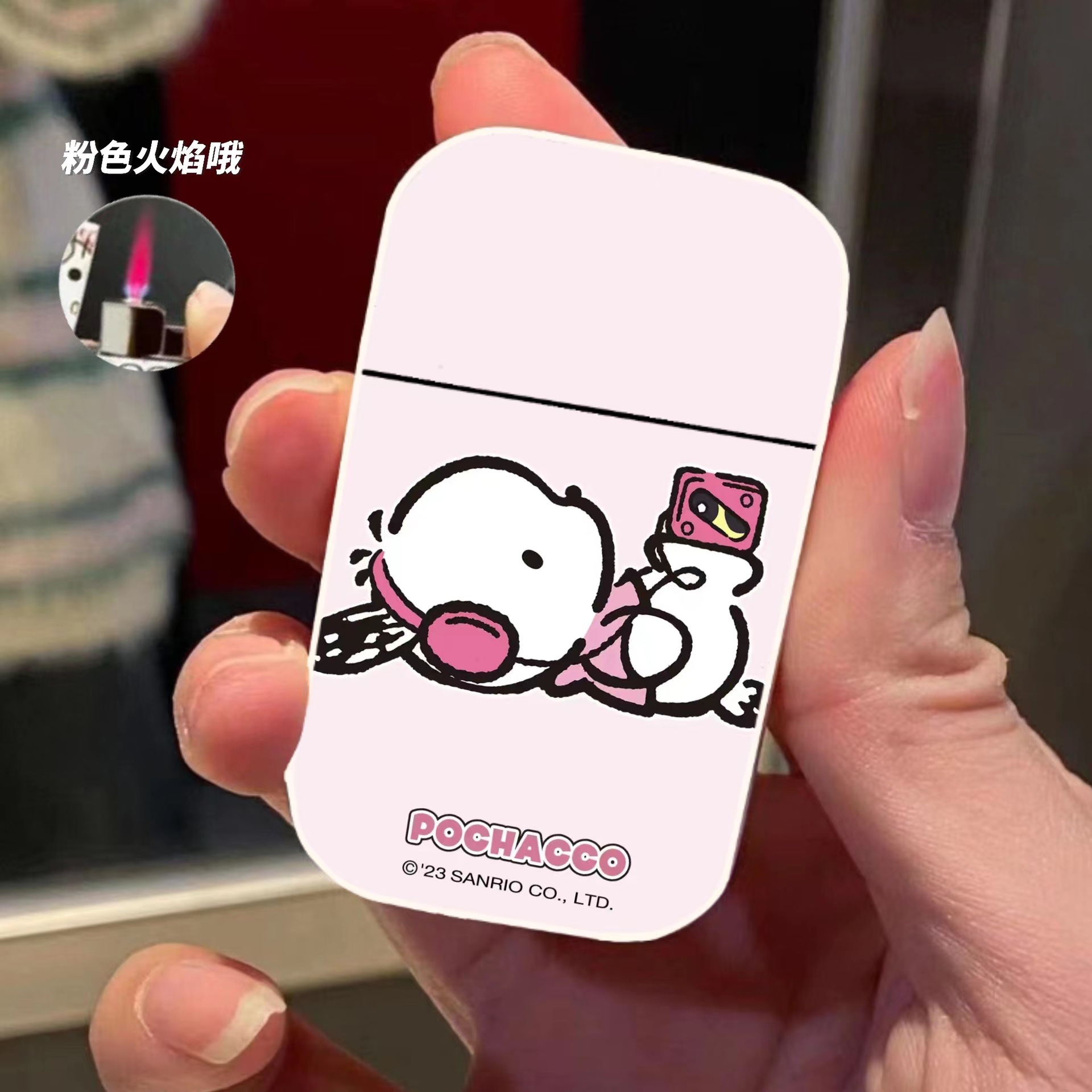 Sanrio Pink Flame Creative Windproof Torch Lighter Metal Cartoon Animation Gas Lighters