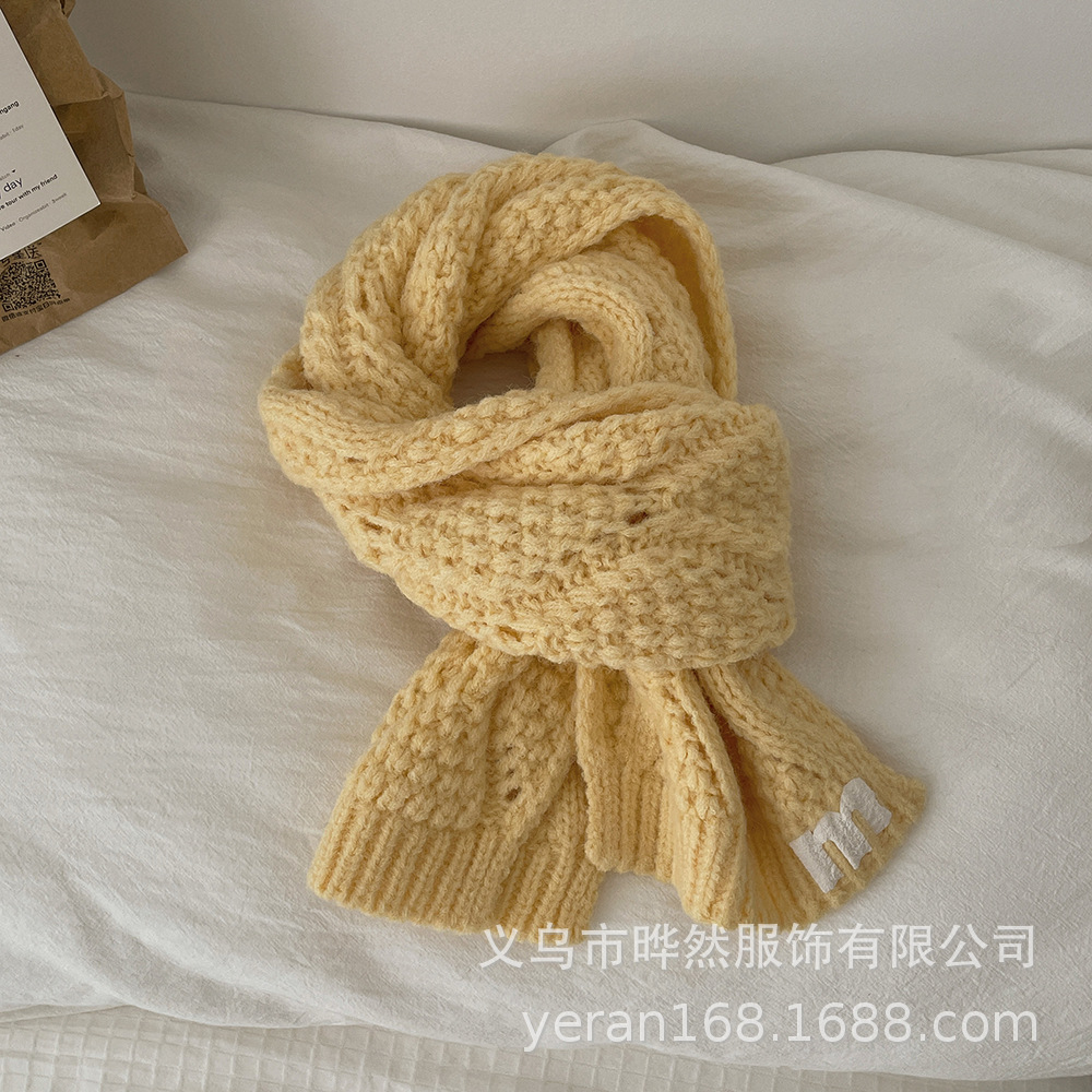 Children's Scarf Autumn and Winter Baby Wool Knitted Scarf Pure Color All-Matching Warm Boy Girl Child Scarf Korean