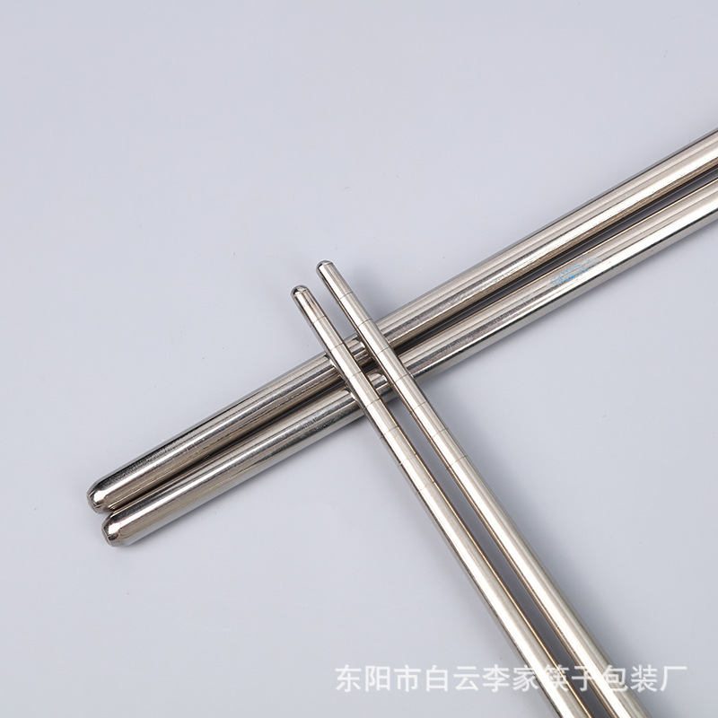 304 Stainless Steel Single Double One-Person Chopsticks Household High-Grade High-Temperature Resistant Mildew-Proof Non-Slip Sterilizable Tableware Wholesale Chopsticks