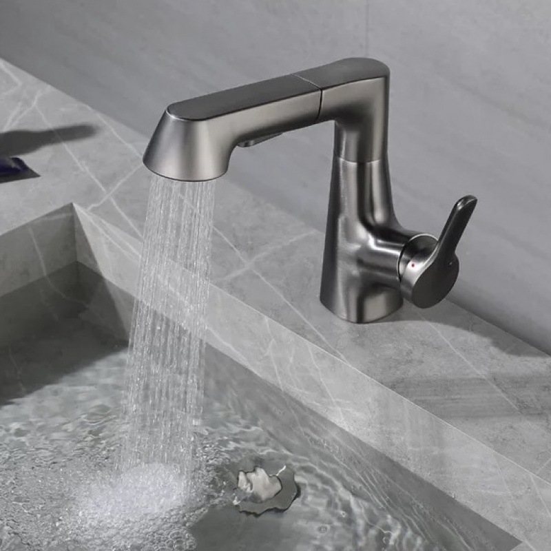 家装面盆水龙头抽拉式浴室升降伸缩洗头洗脸冷热龙头