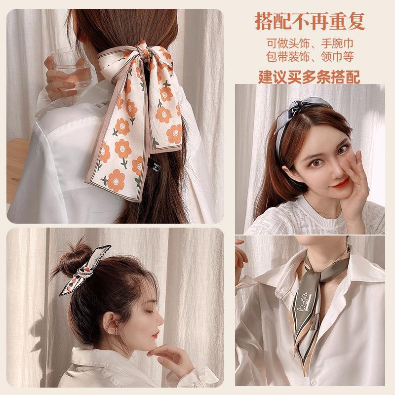 Korean Style Hair Band Women's Hair Tie Silk Scarf Ins Hair Rope Bow Headdress Accessories Ribbon Hair Rope Hair Band Internet Celebrity Hair Accessories