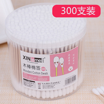 300 Pcs Double Ended Cotton Wwabs Barrel Disposable Wooden Sticks Cotton Swabs Cleaning Makeup Removing Cosmetic round Head Cotton Swabs Wholesale