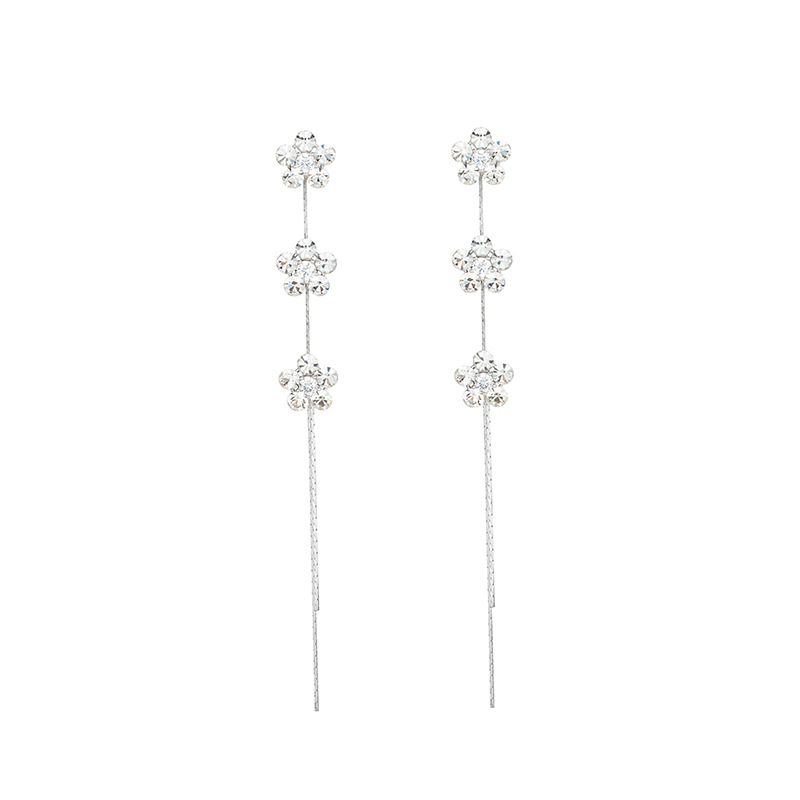 Meixun Flower Earrings Earrings 2023 New Trendy 925 Silver Needle Long Tassel Earrings Korean Elegant Earrings