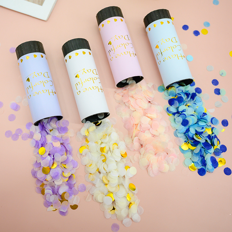 手持小礼炮手拧旋转礼花筒生日派对手推喷花筒婚礼结婚用品推推乐