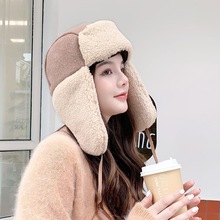 羊羔毛帽子女秋冬季韩版可爱雷峰帽女加厚保暖东北帽子骑车护耳帽