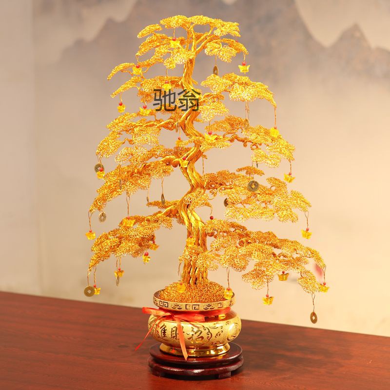 jt手工编织金钱树铝线手工艺品成品手工发财树店铺招财家居装饰摆